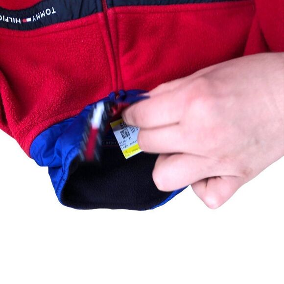 TOMMY Hilfiger Sherpa Fleece Jacket XL Red/Navy Blue - Picture 10 of 10